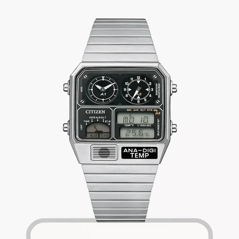 Citizen Vintage Dual Time Thermometer Silver-tone Men's Watch- JG2000-59E